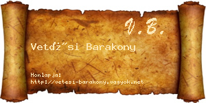 Vetési Barakony névjegykártya